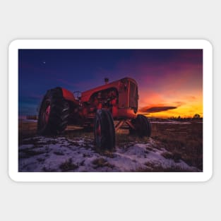 Red Case Tractor Sunset Sticker